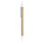 Stylo en papier artisanal avec détails colorés à encre bleue Clip couleur blanc
