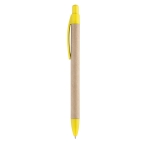 Stylo en papier artisanal avec détails colorés à encre bleue Clip couleur jaune