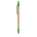 Stylo en papier artisanal avec détails colorés à encre bleue Clip couleur vert