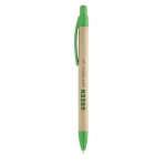 Stylo en papier artisanal avec détails colorés à encre bleue Clip couleur vert clair image avec logo