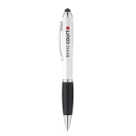 Stylo classique avec corps blanc et encre bleue Toptouch couleur noir image avec logo