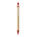 Stylo en papier artisanal pas cher avec clip bois Encre noire Woodclip couleur rouge première vue