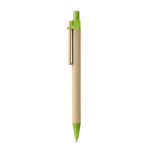 Stylo en papier artisanal pas cher avec clip bois Encre noire Woodclip couleur vert lime