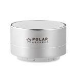 Enceinte Bluetooth publicitaire avec logo en aluminium AluSound couleur argenté mat deuxième vue principale