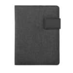 Dossier avec powerbank, feuilles et fermeture magnétique A5 TechNote couleur noir troisième vue