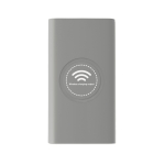 Batterie externe avec logo d'entreprise 8.000 mAh Wireless couleur gris troisième vue