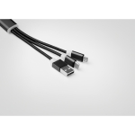 Joli porte-clés publicitaire avec 3 connexions MultiCable couleur noir deuxième vue