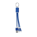 Joli porte-clés publicitaire avec 3 connexions MultiCable couleur bleu roi
