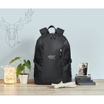 Sac à dos promotionnel pour PC de 15´´ avec détails en ripstop City couleur noir vue d'ambiance principale