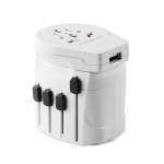 Adaptateur de voyage personnalisé avec le logo Skross Pro World & USB couleur blanc deuxième vue