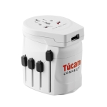 Adaptateur de voyage personnalisé avec le logo Skross Pro World & USB couleur blanc deuxième vue principale