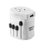 Adaptateur de voyage personnalisé avec le logo Skross Pro World & USB couleur blanc cinquième vue principale