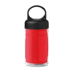 Petite bouteille publicitaire en tritan avec serviette 300 ml FitStyle couleur rouge