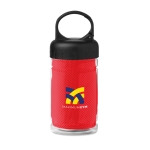 Petite bouteille publicitaire en tritan avec serviette 300 ml FitStyle couleur rouge vue principale