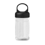 Petite bouteille publicitaire en tritan avec serviette 300 ml FitStyle couleur blanc