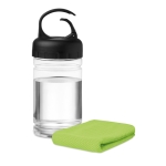 Petite bouteille publicitaire en tritan avec serviette 300 ml FitStyle couleur vert lime deuxième vue