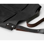 Tablier publicitaire en toile avec des lanières en cuir et poches BBQ couleur noir deuxième vue