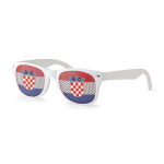 Lunettes publicitaires à motif de drapeau de pays Fanclub couleur blanc/bleu vue latérale