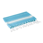 Serviettes de plage personnalisée pas chère en coton coloré Ibiza couleur turquoise deuxième vue