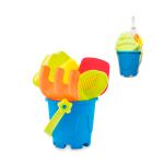 Seau de plage avec 4 accessoires pour enfants Jeu plage Junior couleur multicolore vue avec zone d'impression