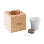 Pot de fleur personnalisé avec graines de menthe en boîte EcoMint couleur bois deuxième vue