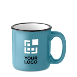 Mug avec logo pas cher de style vintage en couleur 240 ml couleur bleu vue avec zone d'impression