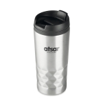 Mug thermos personnalisé géométrique en inox 280ml Trilliant couleur argenté mat quatrième vue principale