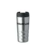 Mug thermos personnalisé géométrique en inox 280ml Trilliant couleur argenté mat vue avec zone d'impression