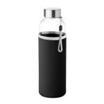 Gourdes personnalisées en verre avec étui 500 ml couleur noir