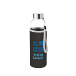Gourdes personnalisées en verre avec étui 500 ml couleur noir vue avec zone d'impression