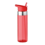 Gourdes personnalisées en tritan avec embout pliable 650 ml MetalRing couleur rouge transparent
