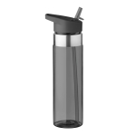 Gourdes personnalisées en tritan avec embout pliable 650 ml MetalRing couleur gris transparent