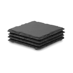 Lot de 4 sous-verres carrés en ardoise livré dans une boîte Ardoise couleur noir