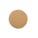 Sous-verre rond personnalisé en liège avec logo Rounture couleur bois