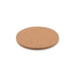 Sous-verre rond personnalisé en liège avec logo Rounture couleur bois