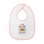 Bavoir publicitaire pour bébé en coton avec logo Funtime couleur rose deuxième vue principale
