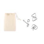 Lot de 3 casse-têtes dans une pochette en coton pour clients Unhook couleur beige