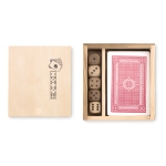 Jeu personnalisé dans un coffret en bois avec logo Casino couleur bois