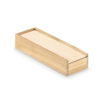 Jeu de dominos publicitaire dans une boîte en bois Dominó WoodBox couleur bois troisième vue