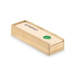 Jeu de dominos publicitaire dans une boîte en bois Dominó WoodBox couleur bois quatrième vue principale