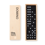 Jeu de dominos publicitaire dans une boîte en bois Dominó WoodBox couleur bois vue principale