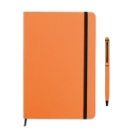 Set de carnet et stylo coloré A5 avec des pages lignées ColourTouch couleur orange