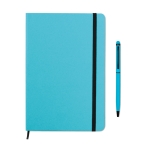 Set de carnet et stylo coloré A5 avec des pages lignées ColourTouch couleur turquoise