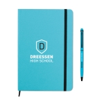Set de carnet et stylo coloré A5 avec des pages lignées ColourTouch couleur turquoise vue principale