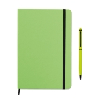Set de carnet et stylo coloré A5 avec des pages lignées ColourTouch couleur vert lime