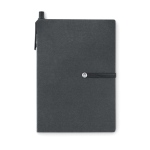 Ensemble avec carnet en papier recyclé, autocollants et stylo EcoSet couleur noir
