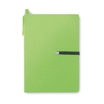 Ensemble avec carnet en papier recyclé, autocollants et stylo EcoSet couleur vert