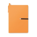 Ensemble avec carnet en papier recyclé, autocollants et stylo EcoSet couleur orange