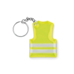 Porte-clés économique en forme de gilet réfléchissant en PVC Visible couleur jaune fluorescent