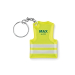 Porte-clés économique en forme de gilet réfléchissant en PVC Visible couleur jaune fluorescent troisième vue principale